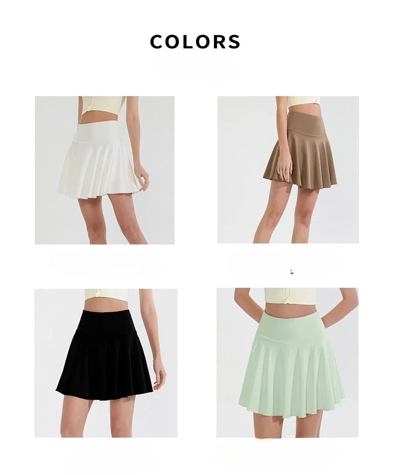 High Waisted Pleated Yoga Skort for Women | Sara