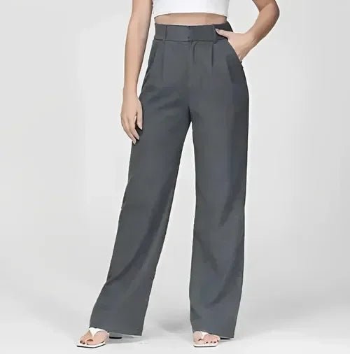 High Waisted Wide Leg Trousers for Women | Alvena Gray