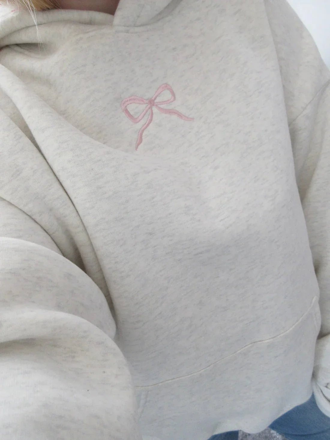 Hoodie with Bow Detail Casual Style for Women | Bliss White