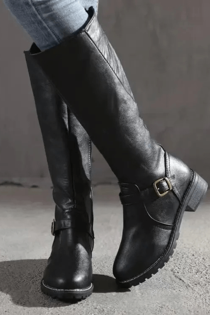 Knee High Vegan Leather Winter Boots for Women | Eloria