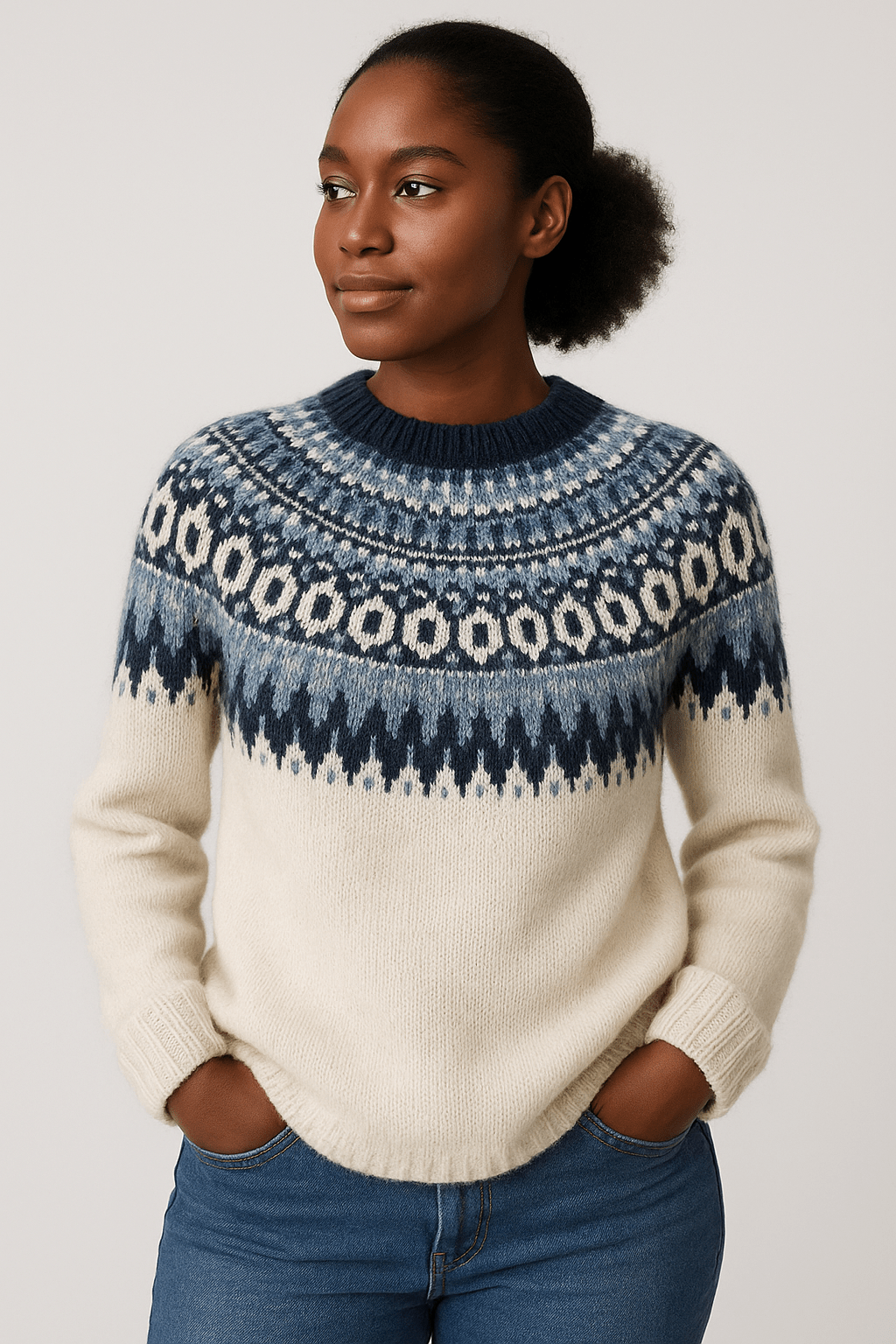 Knit Wool Jumper Relaxed Fit for Women | Elvara Light Blue