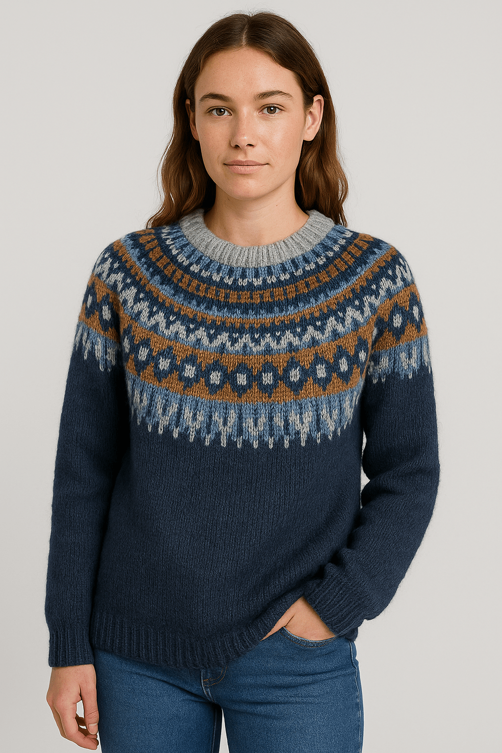Knit Wool Jumper Relaxed Fit for Women | Elvara Blue