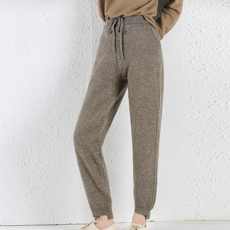 Knitted Trousers Cashmere Soft Fit for Women | Wela Khaki