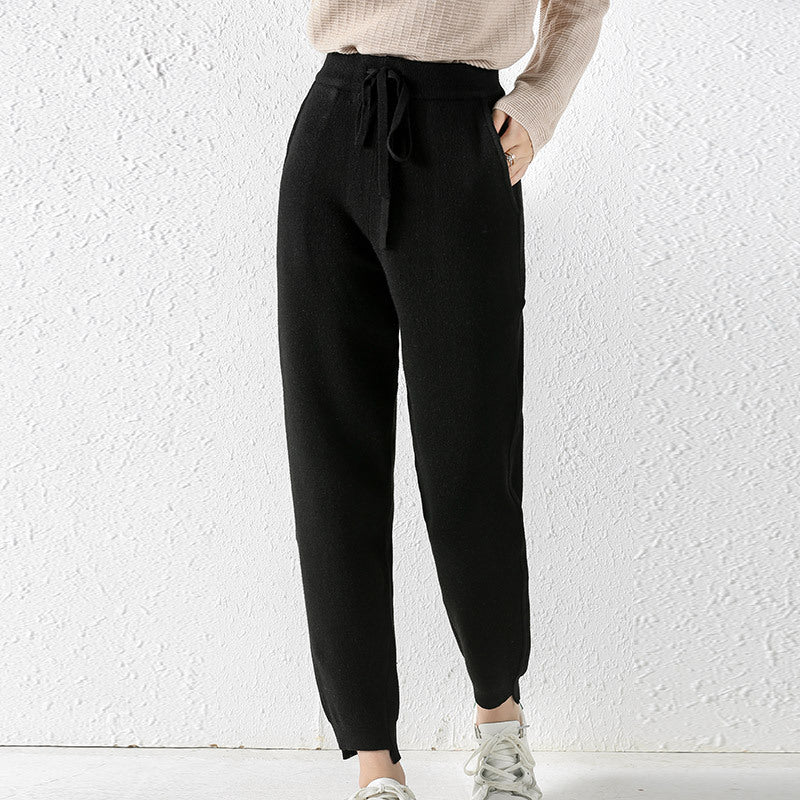 Knitted Trousers Cashmere Soft Fit for Women | Wela Black