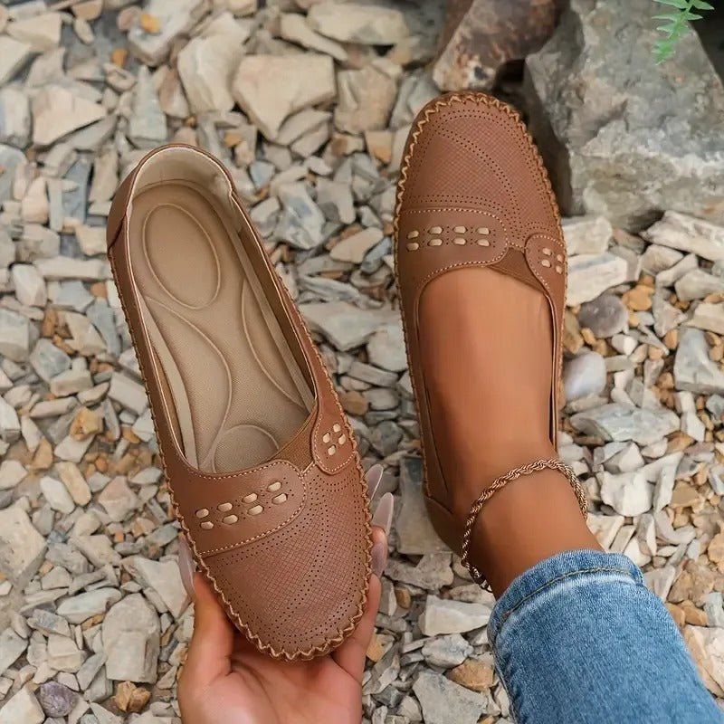 Leather Loafers Elegant Design for Women | Eloria Camel