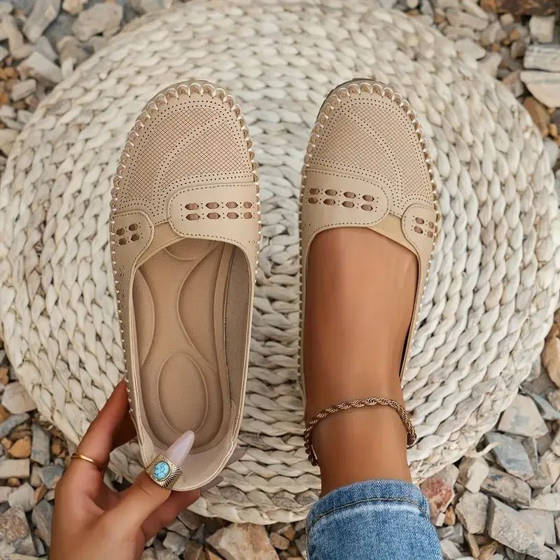 Leather Loafers Elegant Design for Women | Eloria Beige