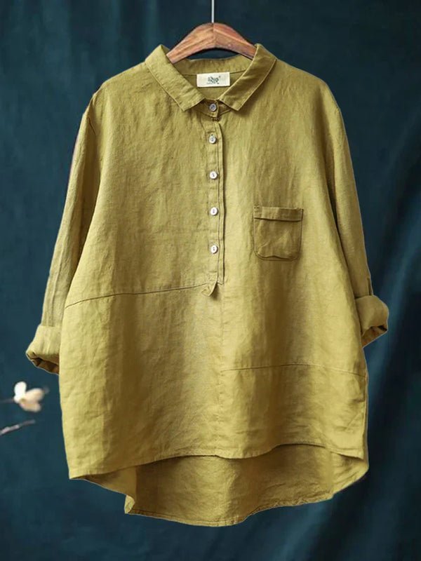 Linen Long Sleeve Shirt for Women | Rhea Yellow