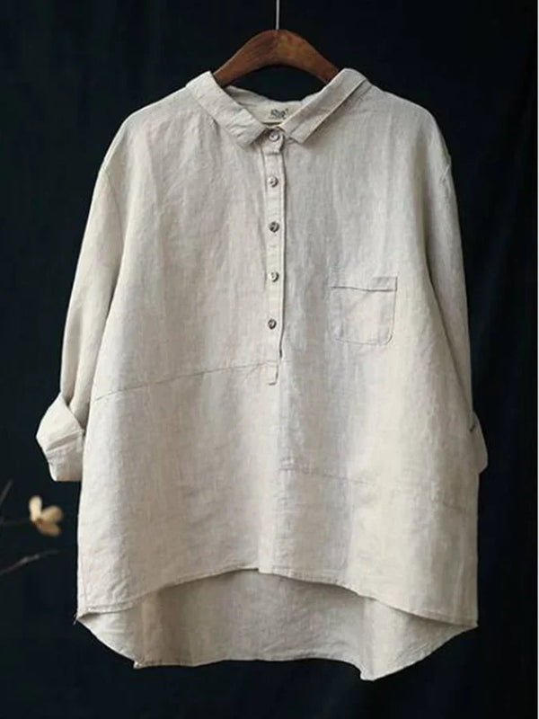 Linen Long Sleeve Shirt for Women | Rhea White