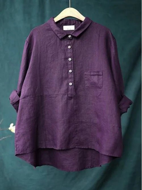 Linen Long Sleeve Shirt for Women | Rhea Purple