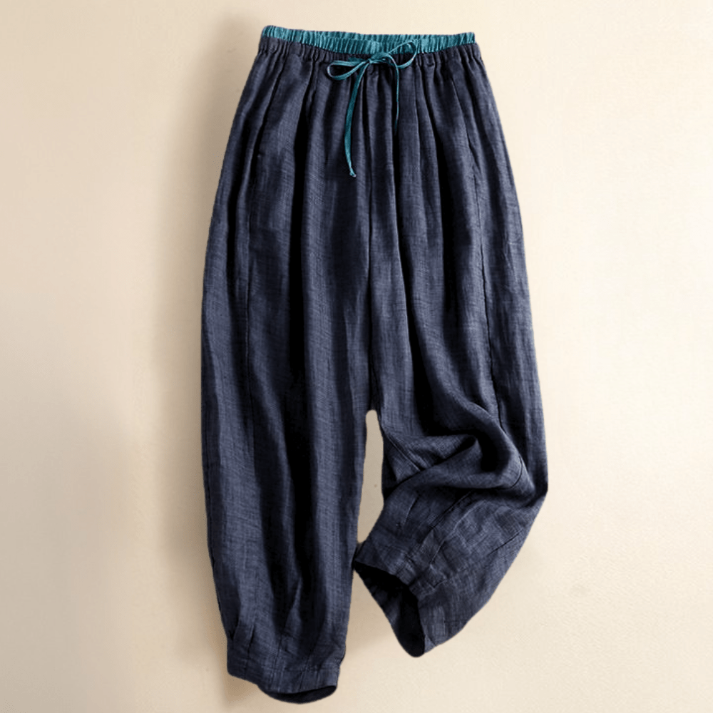 Linen Trousers for Women | Ella Navy