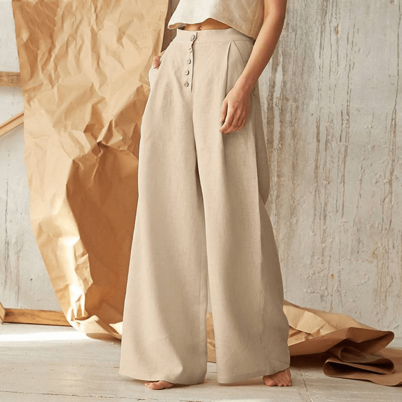 Linen Wide Leg Pants for Women | Emily Beige