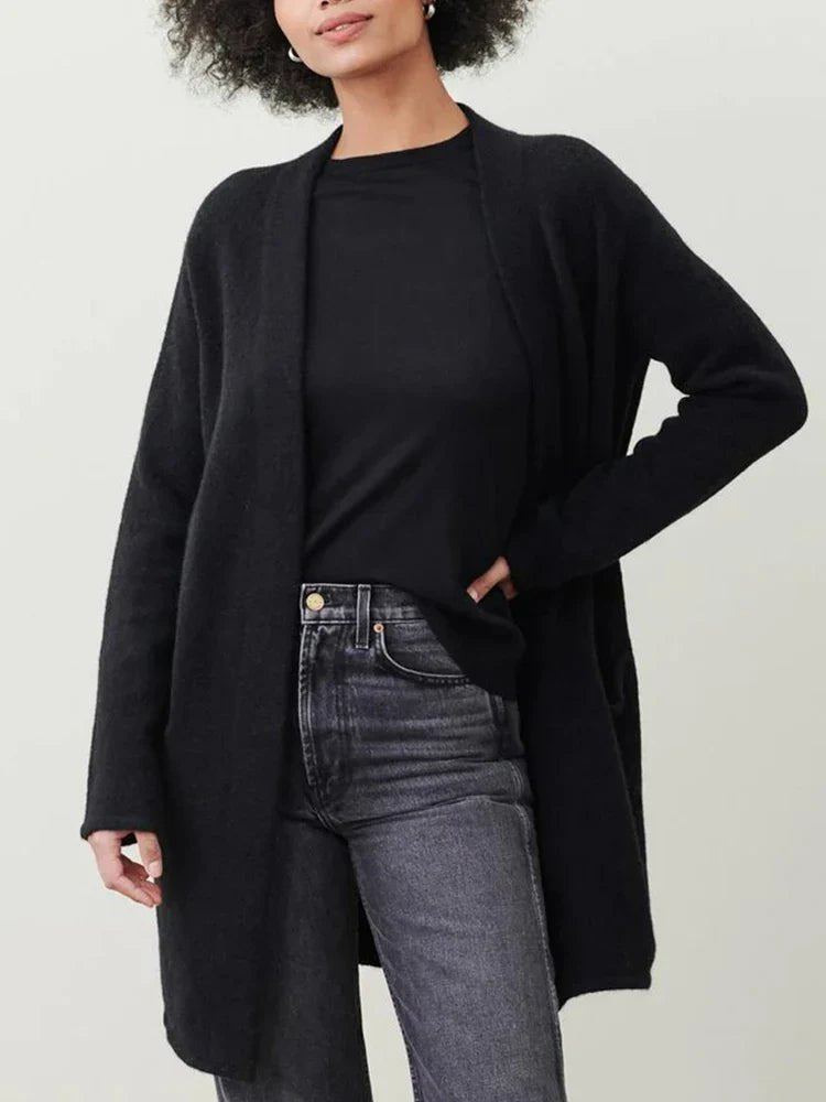 Long Cardigan Relaxed Fit for Women | Varell Black
