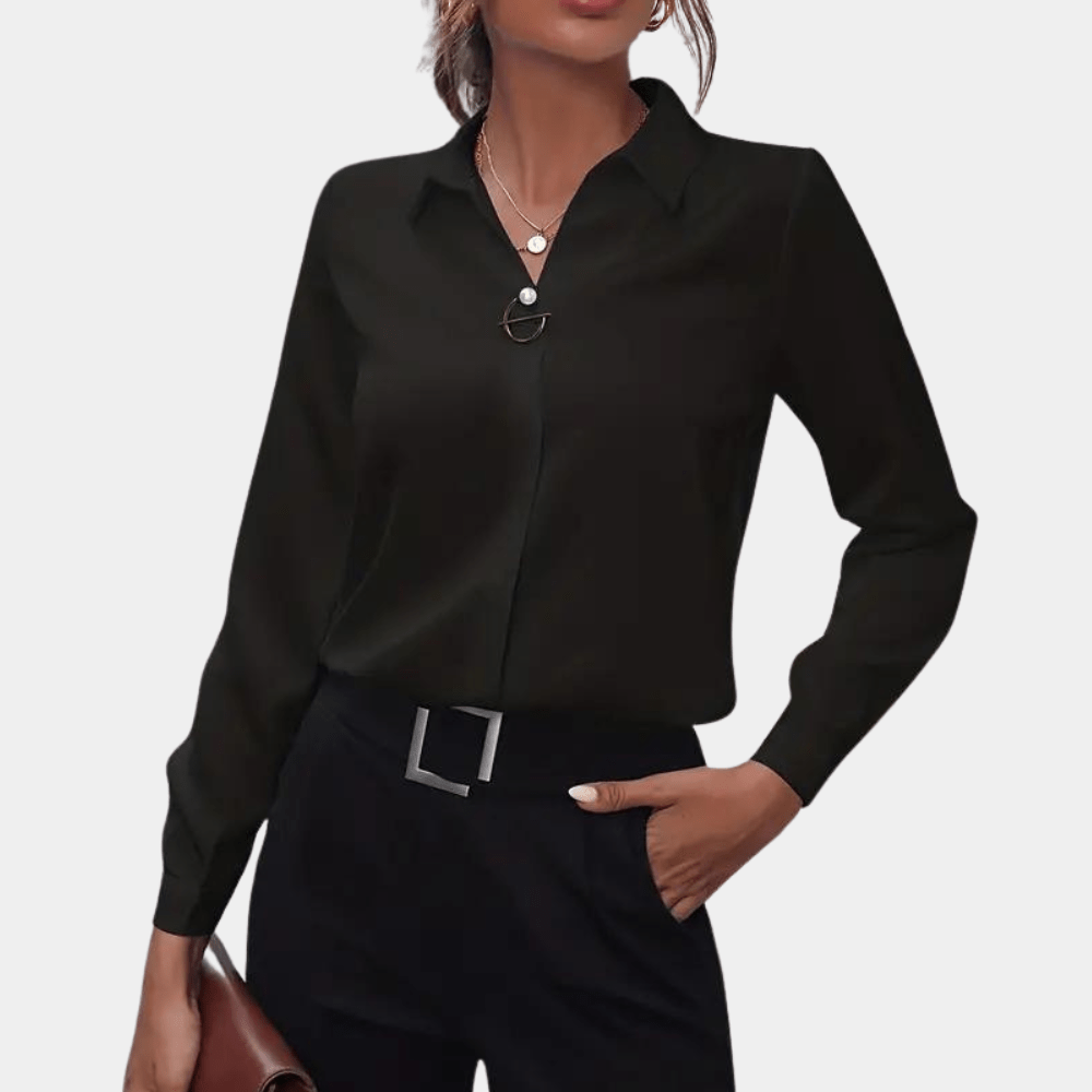 Long Sleeve Blouse Elegant Style for Women | Celestine Black