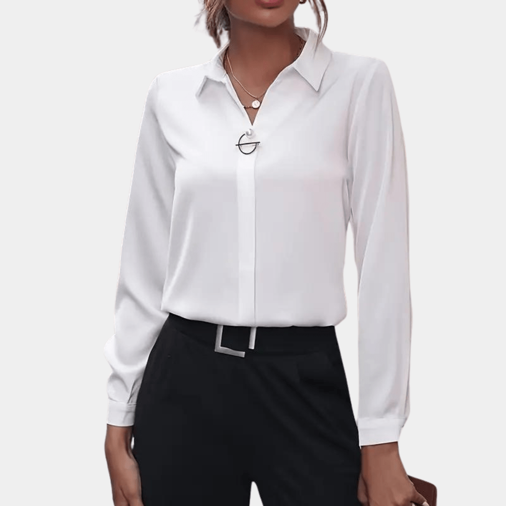 Long Sleeve Blouse Elegant Style for Women | Celestine White