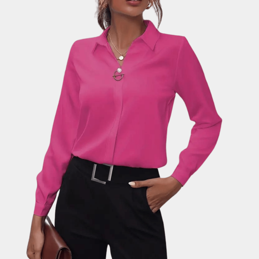 Long Sleeve Blouse Elegant Style for Women | Celestine Dark pink