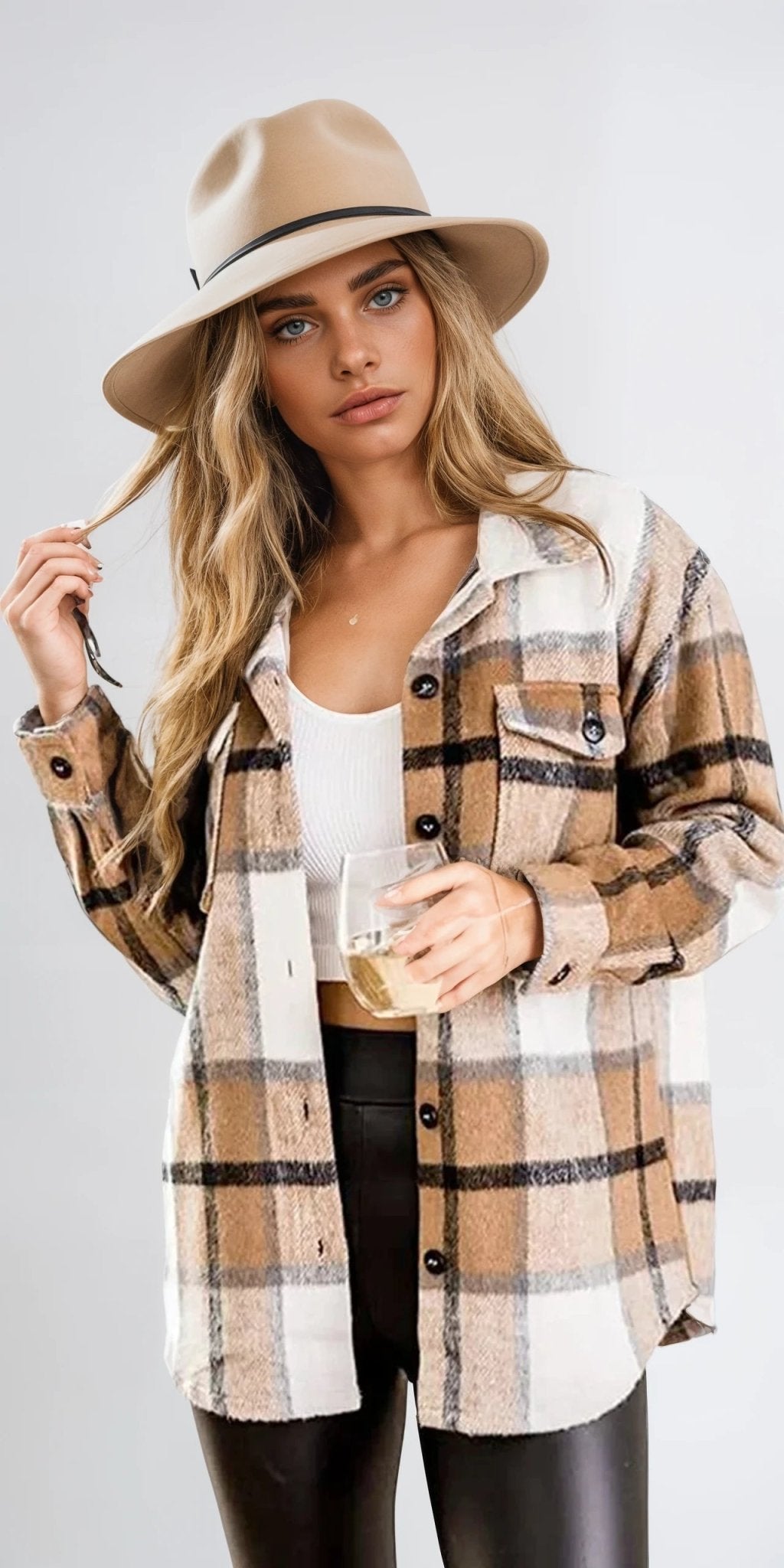 Long Sleeve Plaid Flannel Shirt for Women | Linda Red