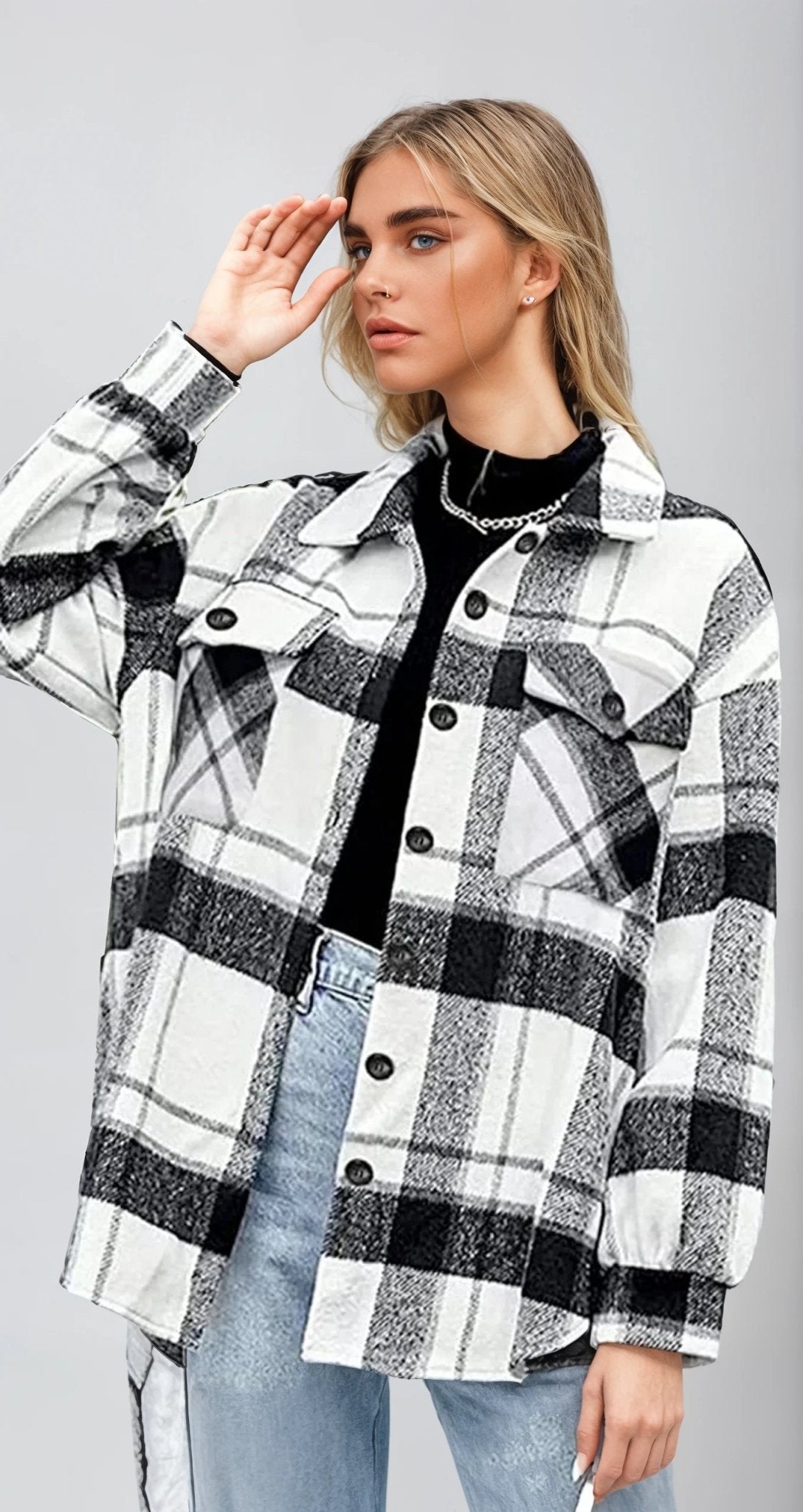 Long Sleeve Plaid Flannel Shirt for Women | Linda