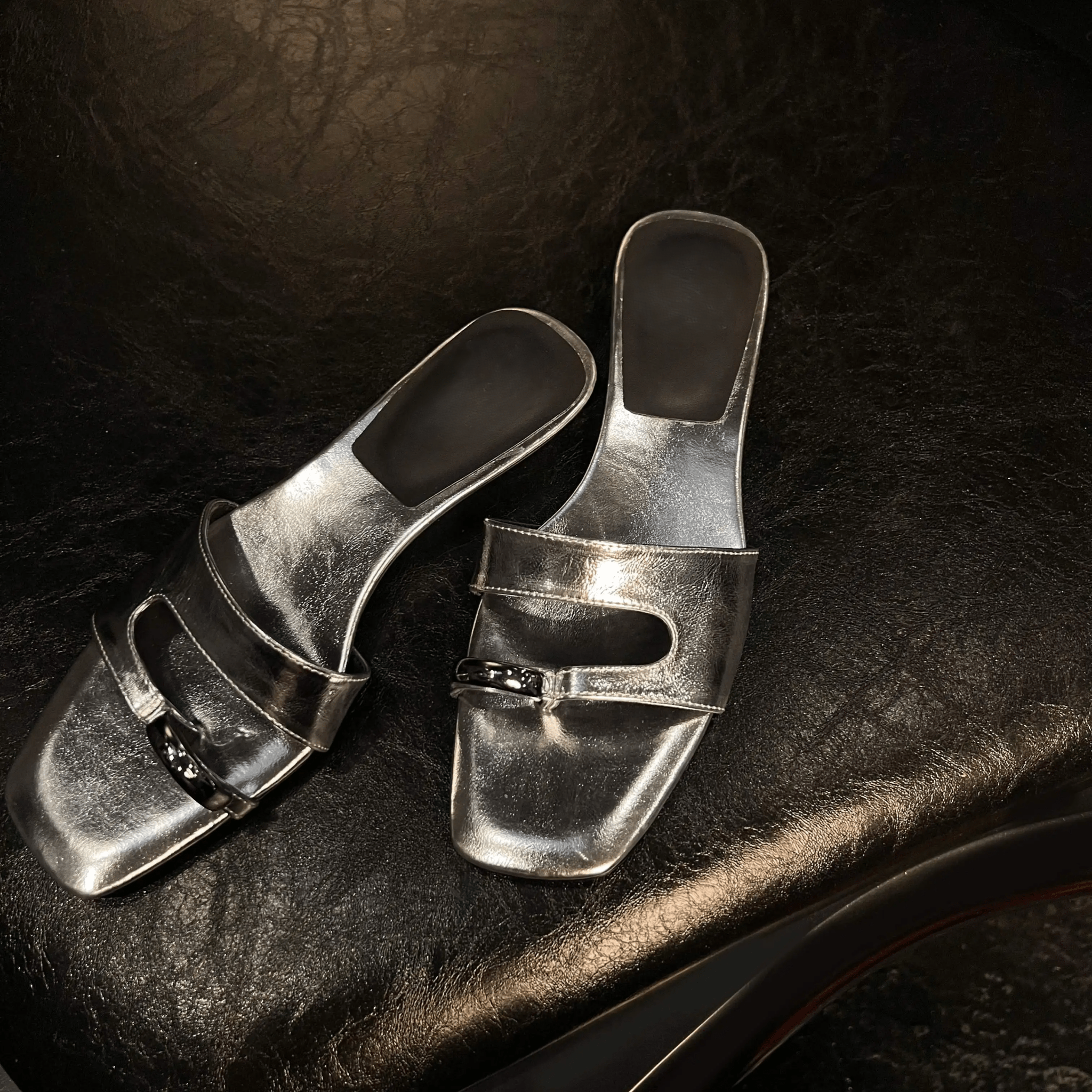 Low Heel Slides for Women | Riley Silver