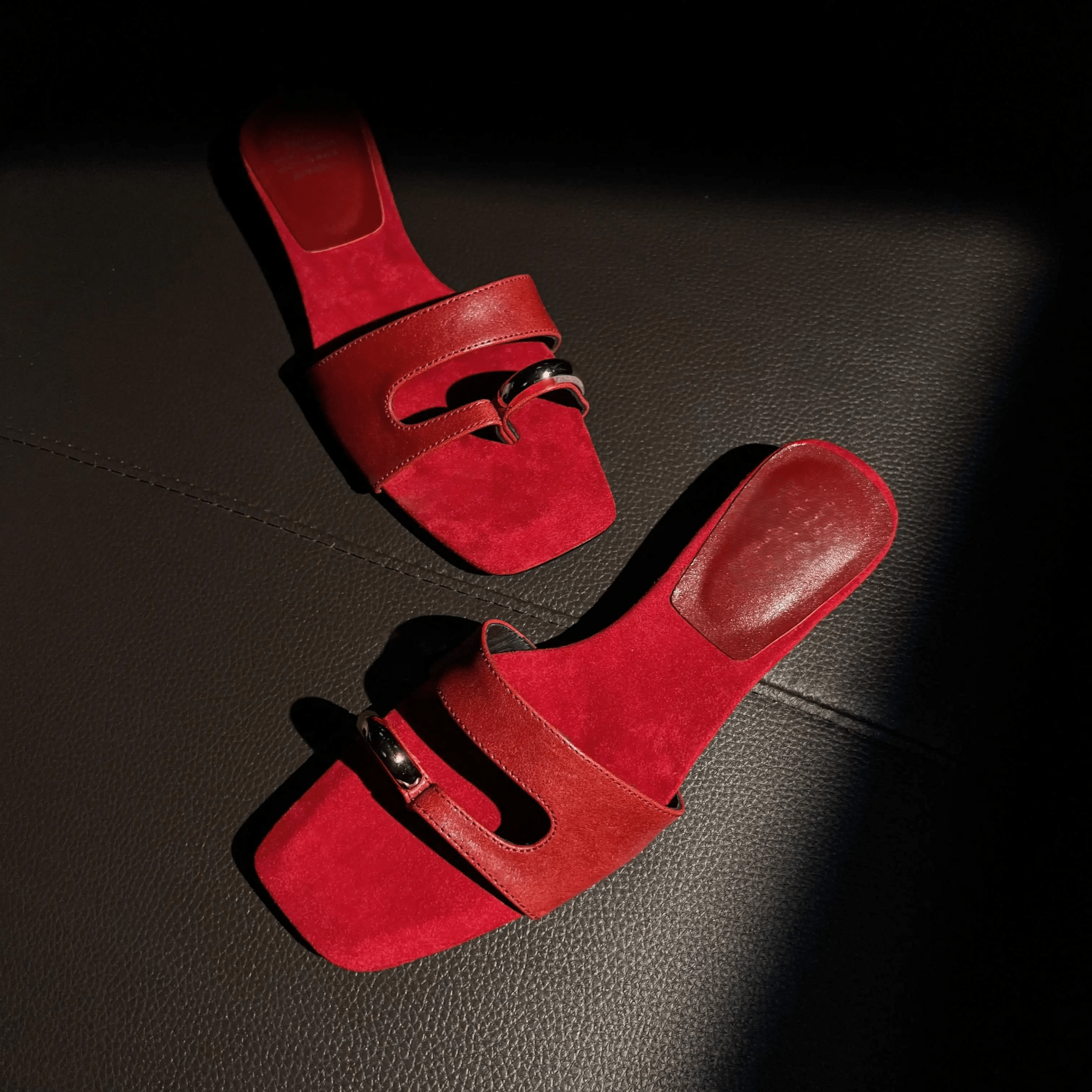 Low Heel Slides for Women | Riley Red