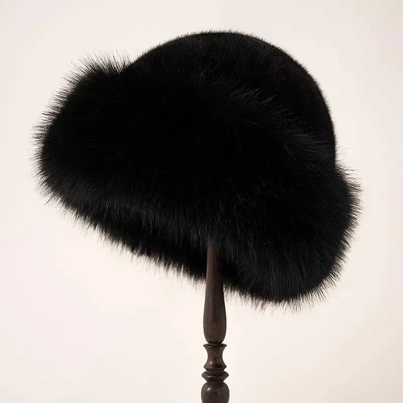 Luxe Fur Hat Stylish Design for Women | Tera Classic Black One size