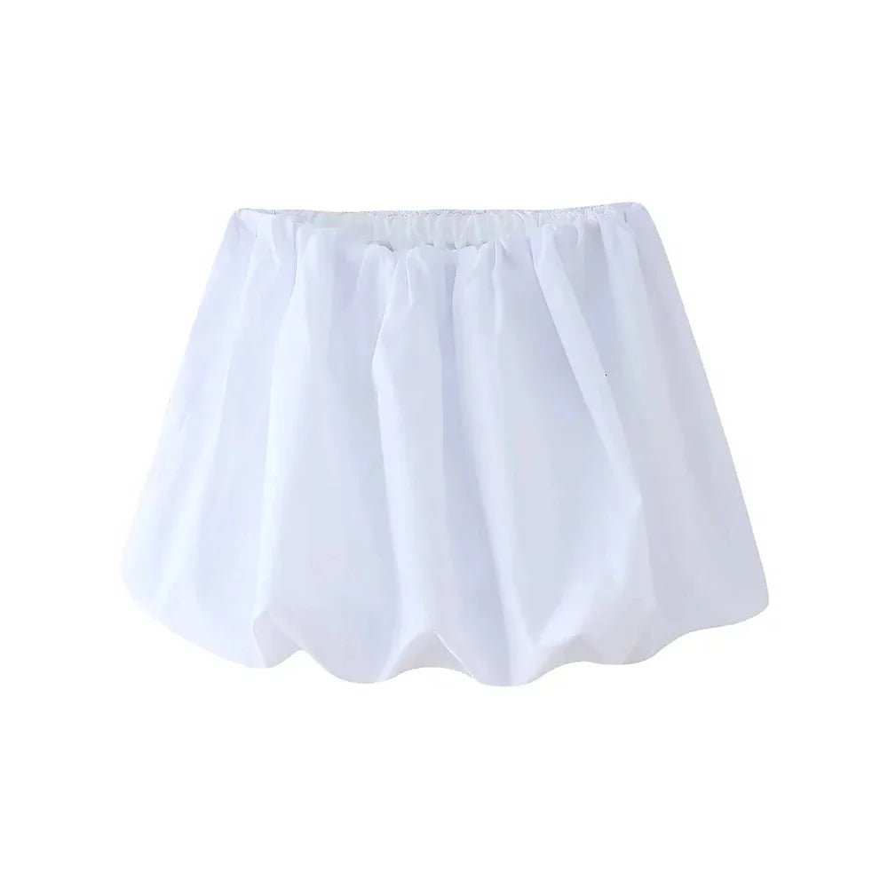 Mini Skirt with Elastic Waist for Women | Savannah White