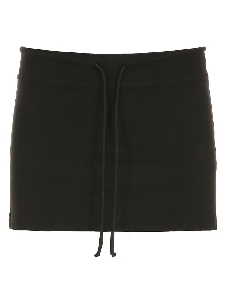 Mini Skirt with Lace-up A-Line for Women | Vanessa Black