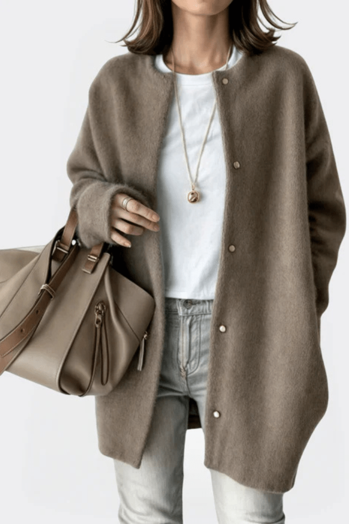 Open-Front Cardigan Relaxed Fit for Women | Elina Coffee