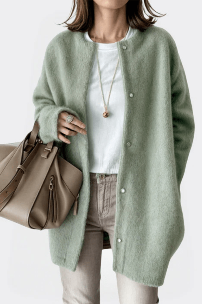 Open-Front Cardigan Relaxed Fit for Women | Elina Light Green