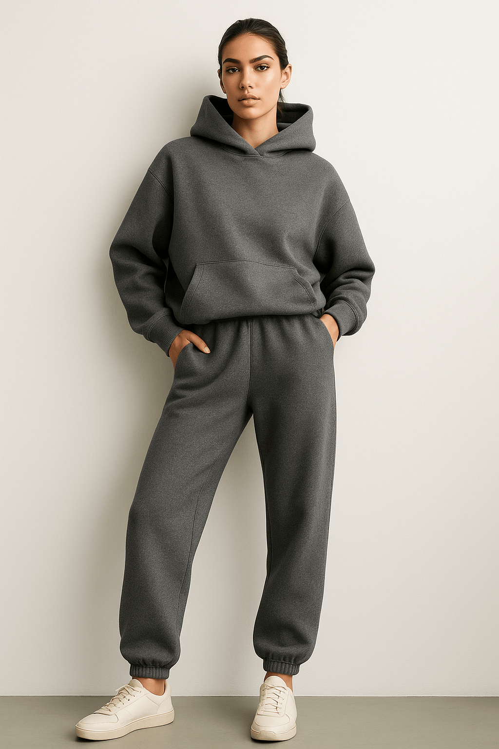 Oversized Hoodie and Jogger Set for Women | Alia Dark Grey