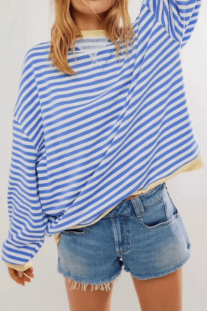 Oversized Striped Jumper Relaxed Fit for Women | Odessa Blue