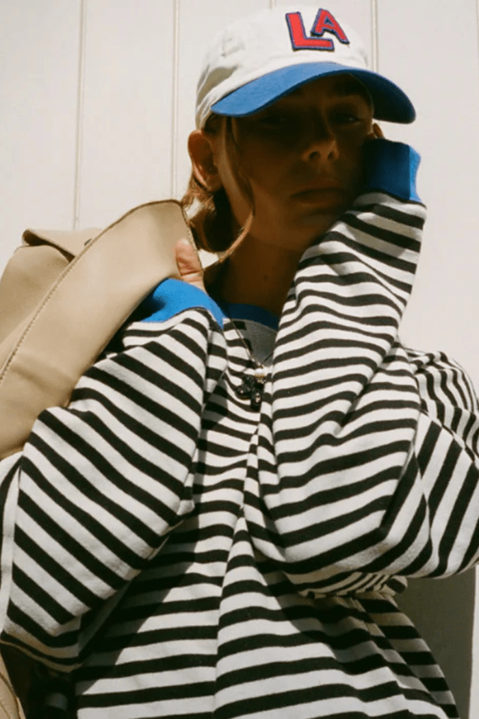 Oversized Striped Jumper Relaxed Fit for Women | Odessa Blue & Black