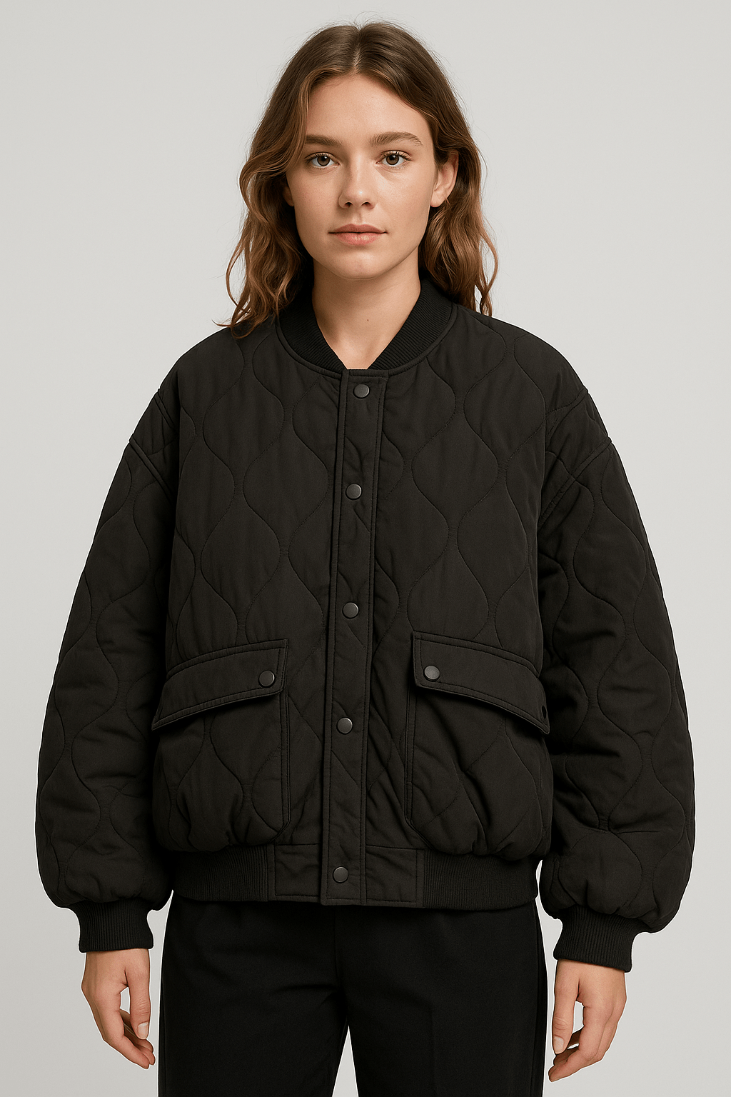 Quilted Bomber Jacket Stylish Fit for Women | Maeve Black