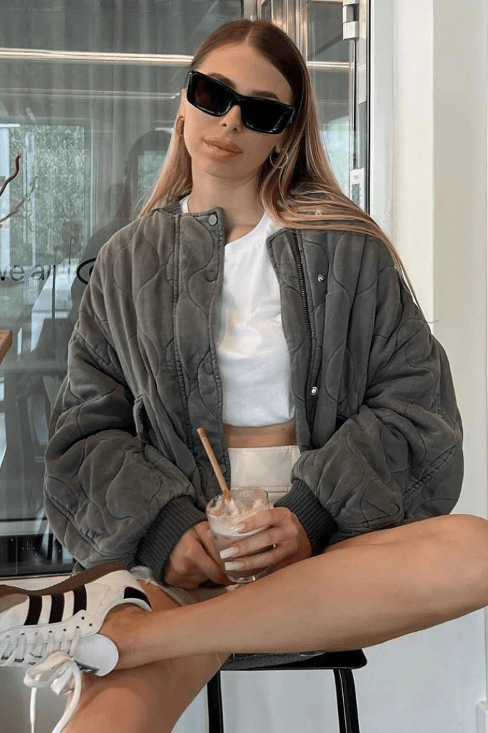 Quilted Bomber Jacket Stylish Fit for Women | Maeve