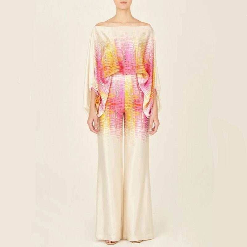 Silk Blouse and Pants Set Relaxed Fit for Women | Solara Pink