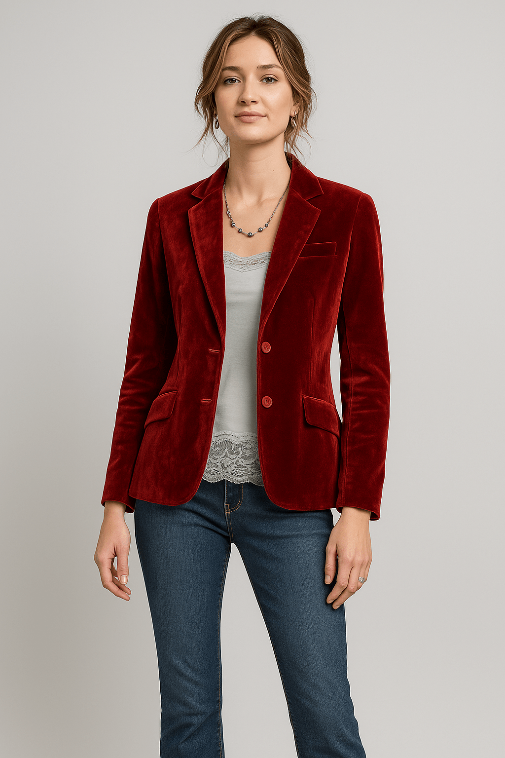 Slim-Fit Blazer Single Breasted for Women | Noémie Red