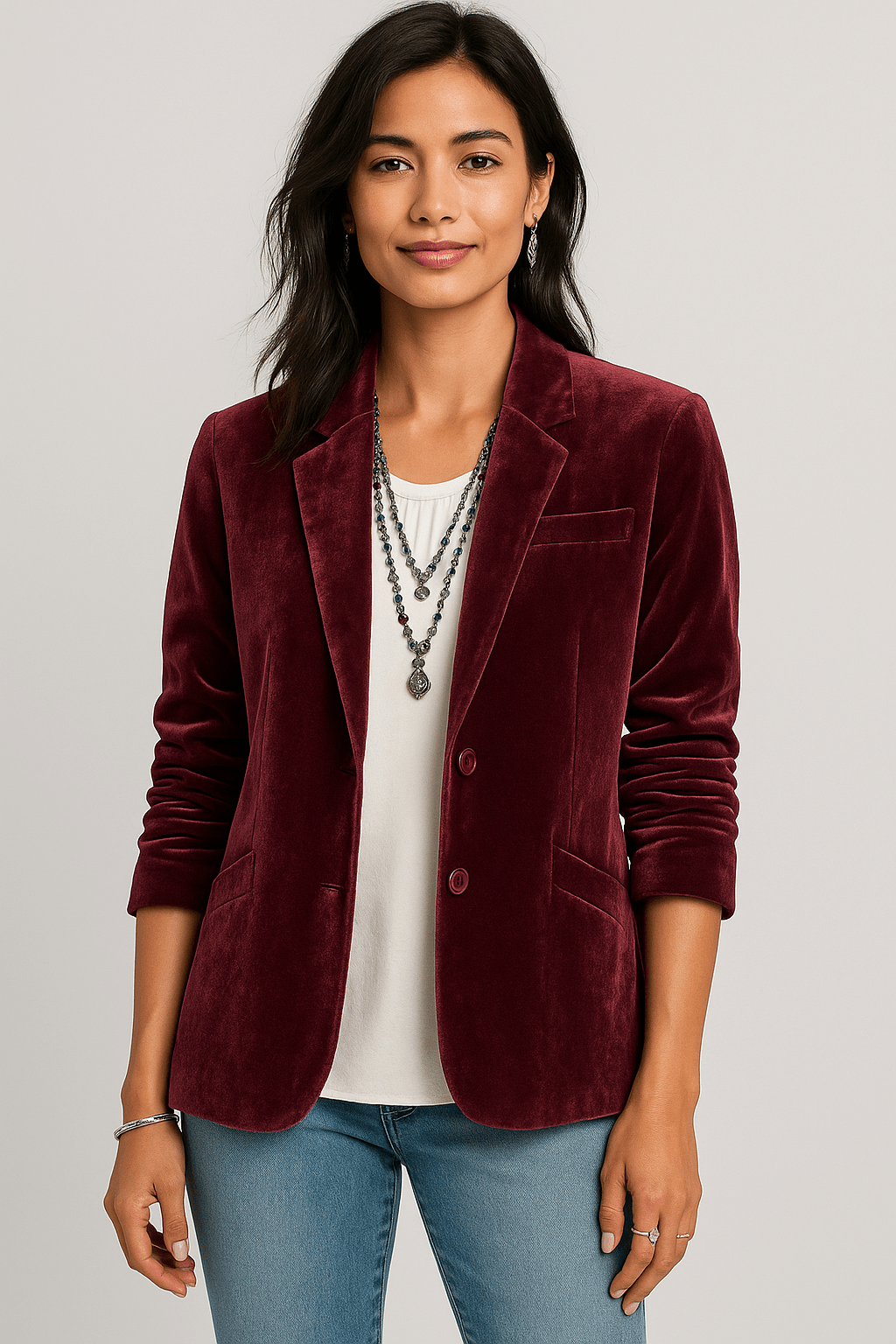 Slim-Fit Blazer Single Breasted for Women | Noémie Wine red