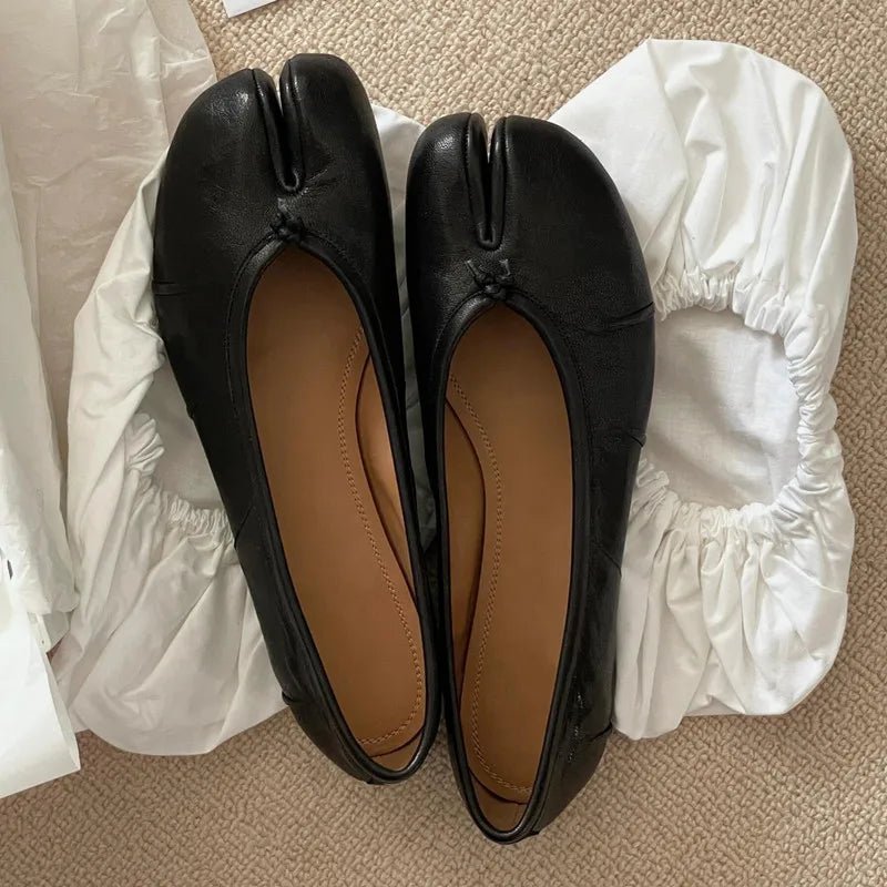 Split Toe Ballet Flats for Women | Zylara Black