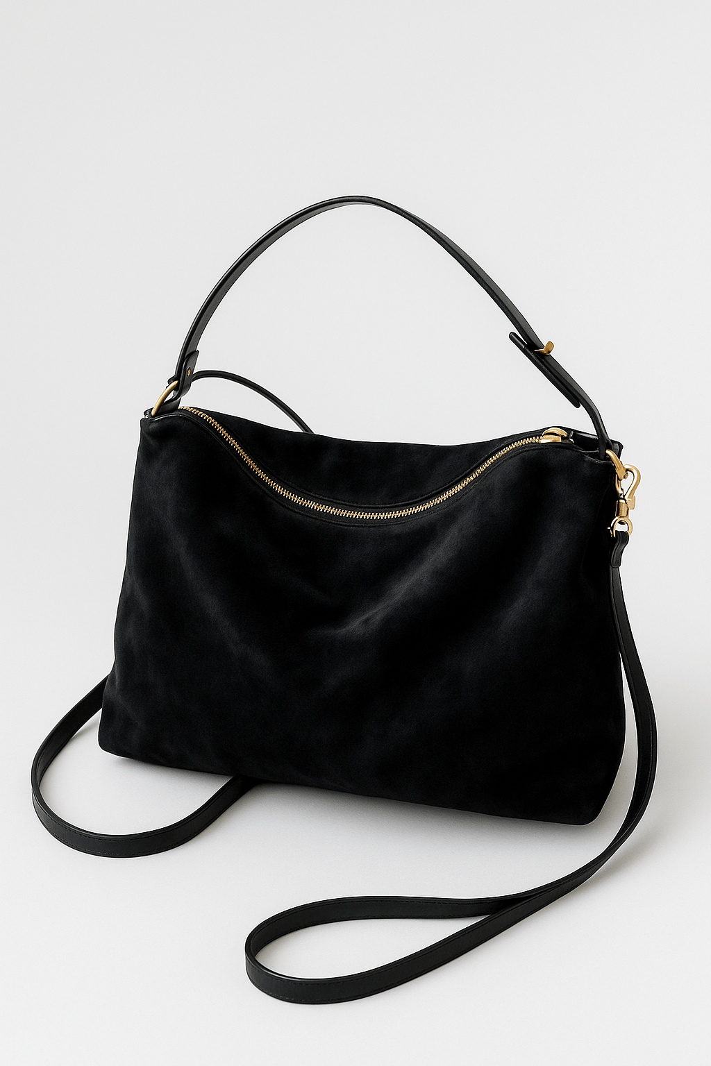 Suede Shoulder Bag Soft Oversized for Women | Marcelle Black