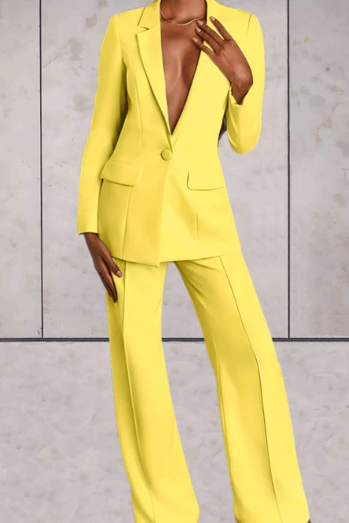 Suit And Pant Set Two-Piece for Women | Zylera Yellow