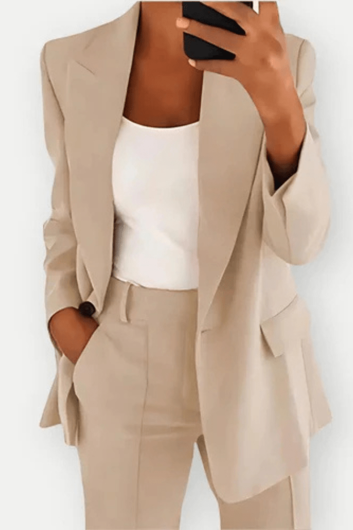 Suit Pant Set Tailored Fit for Women | Virella Beige