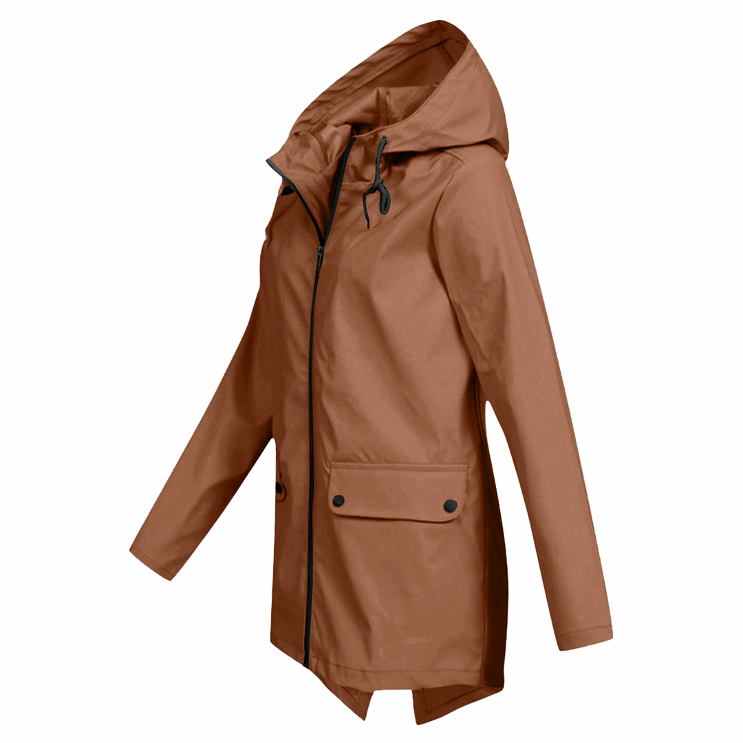 Waterproof Long Hooded Raincoat for Women | Marvina