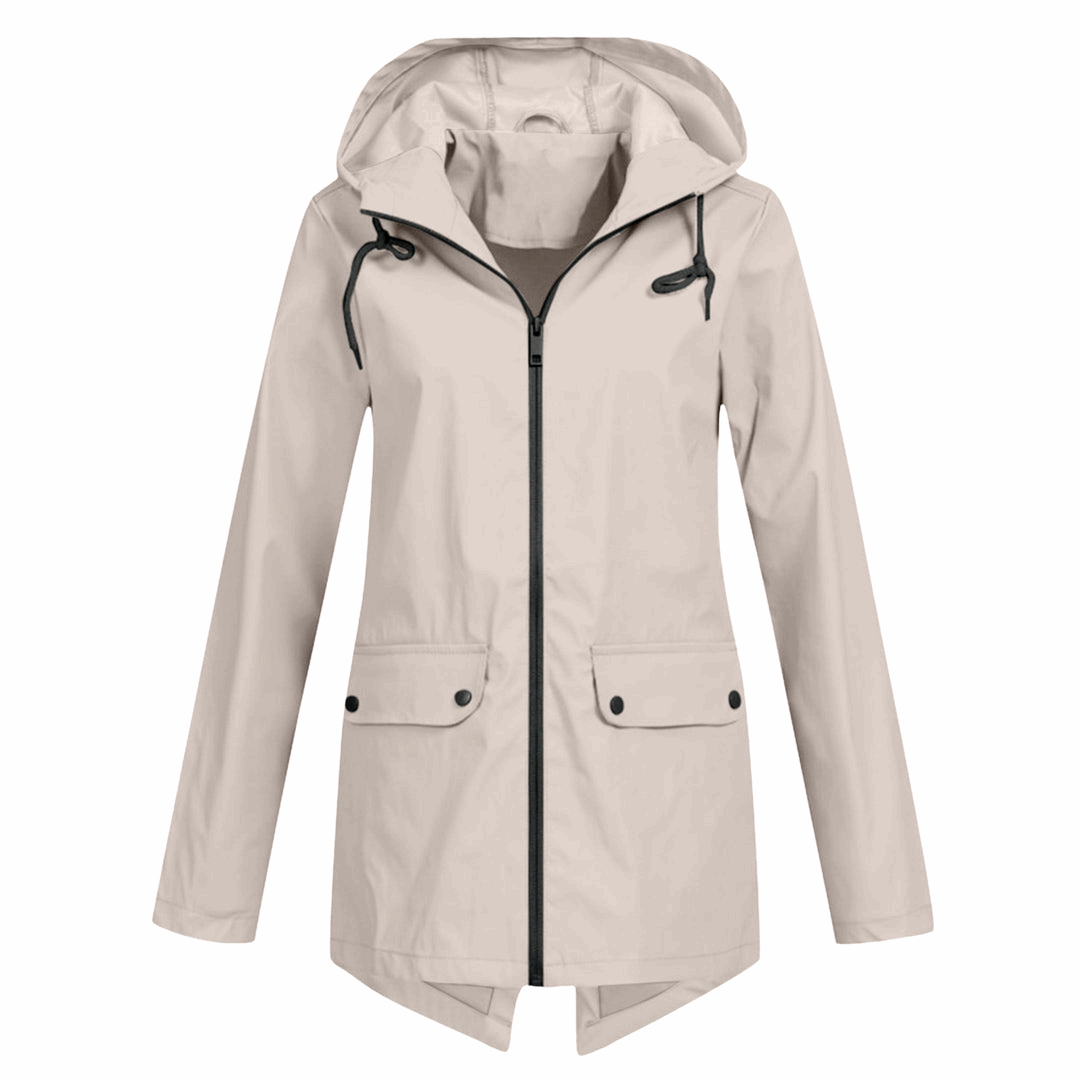 Waterproof Long Hooded Raincoat for Women | Marvina Apricot