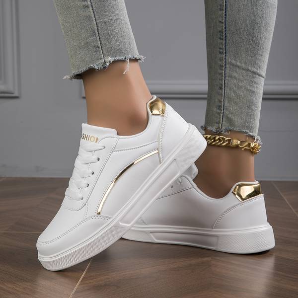 White Leather Sneakers for Women | Jessa Gold
