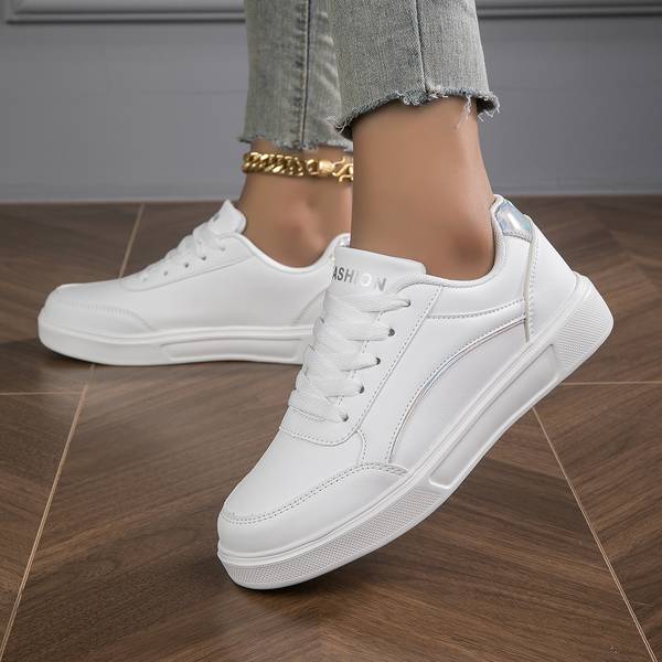 White Leather Sneakers for Women | Jessa Silver