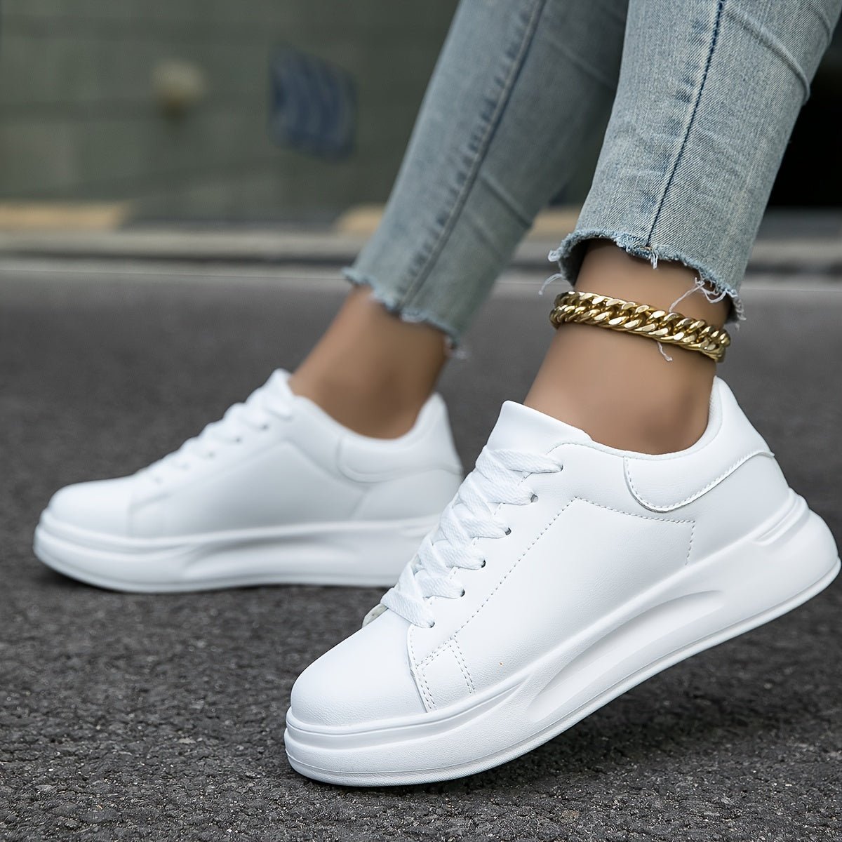 White Leather Sneakers for Women | Maya