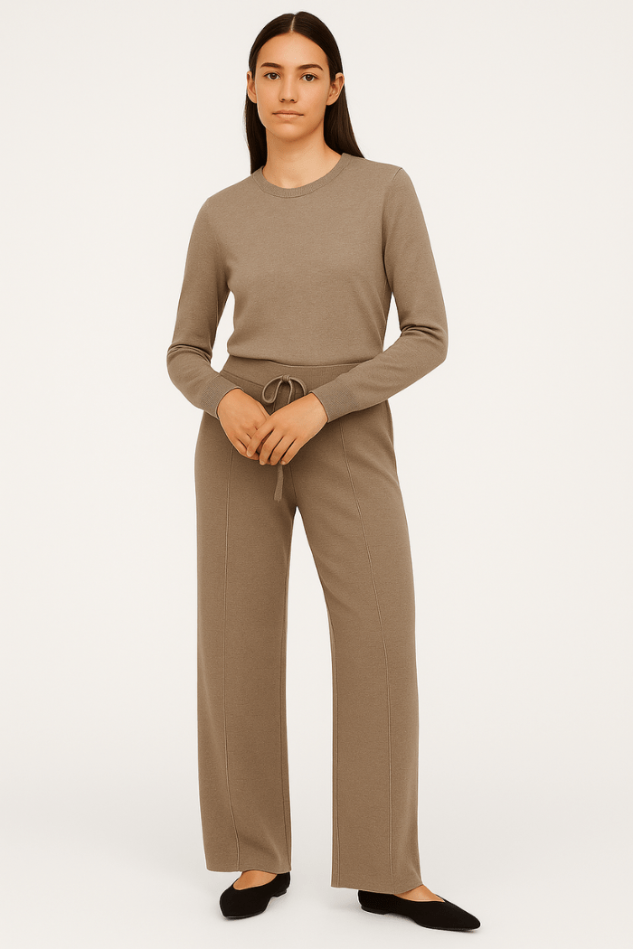Wide Leg Knitted Sweatpants for Women | Maelle Brown