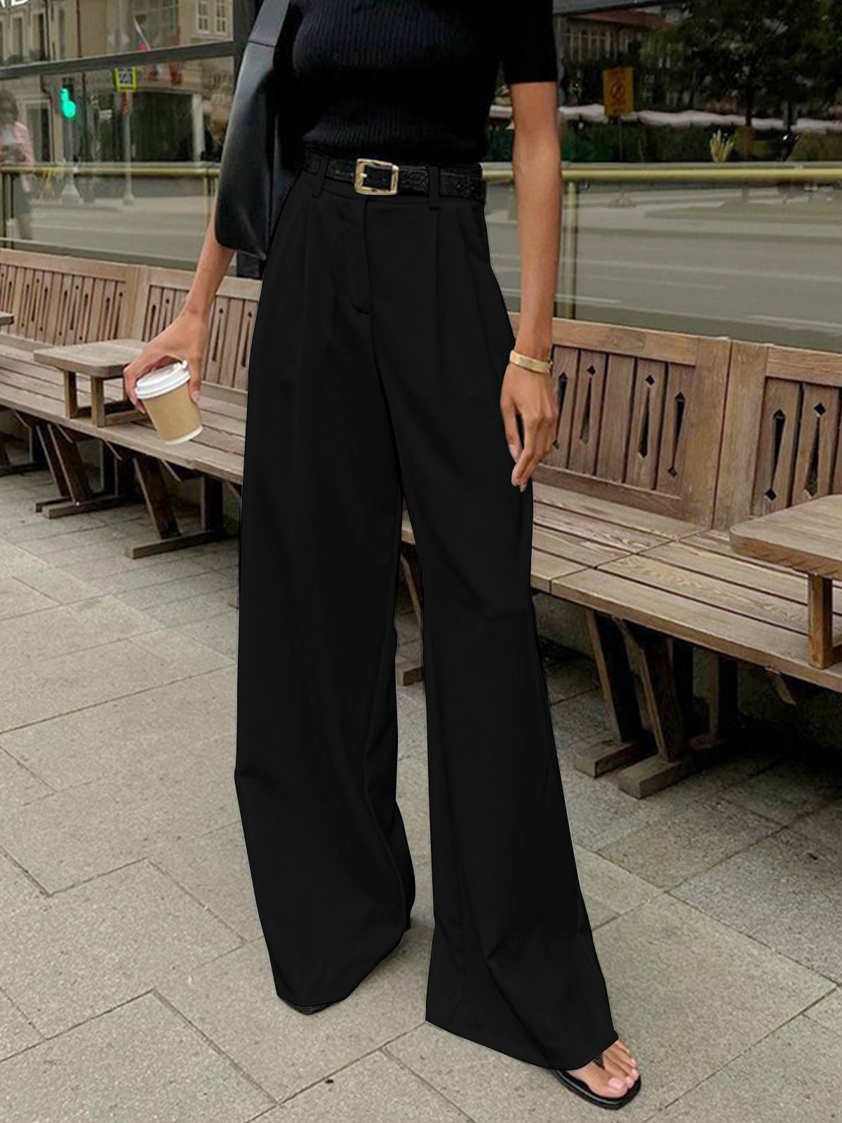 Wide Leg Pants Comfortable Fit for Women | Tavrin Black