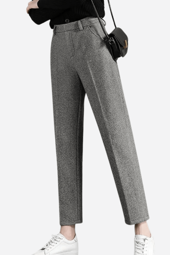 Wool Straight-Leg Trousers High Waisted for Women | Zantor
